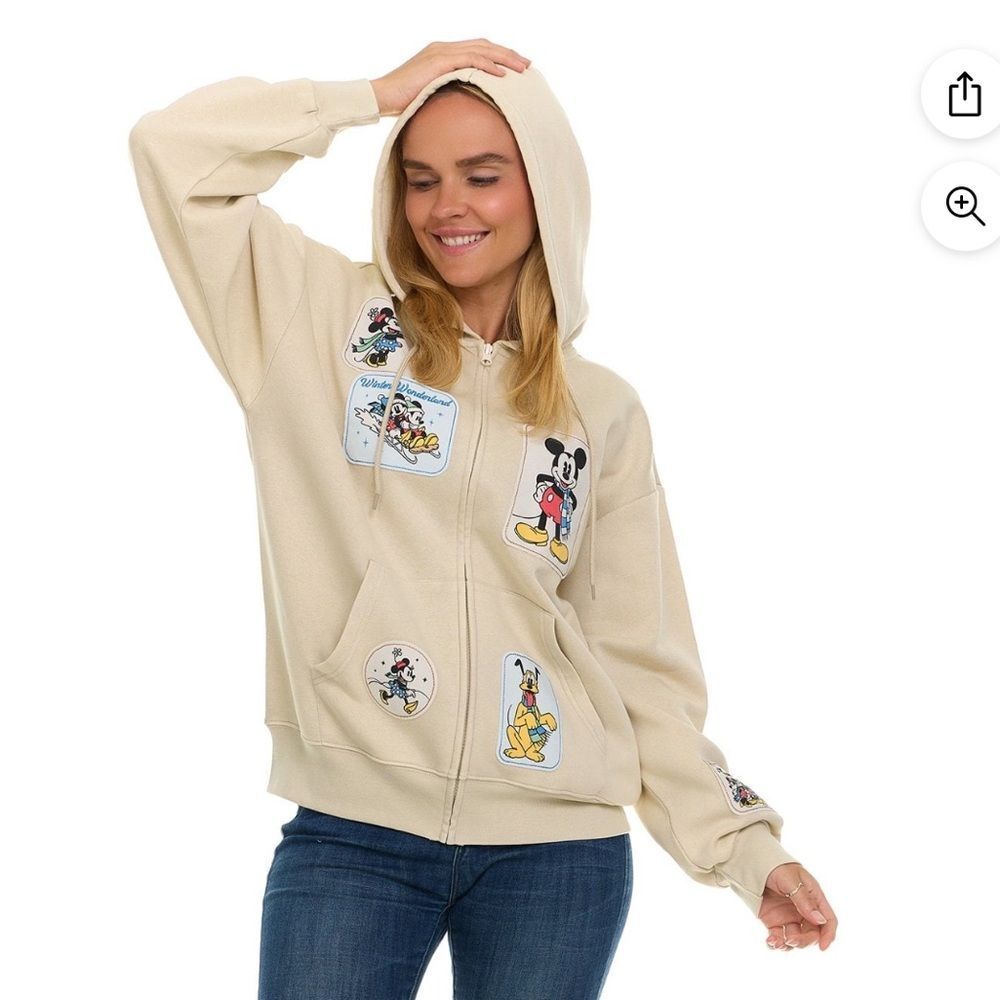Disney Mickey and Friends Full Zip Jacket Hoodie Large NWT